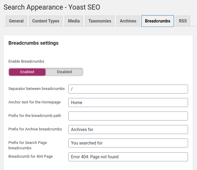 Yoast SEO Breadcrumb