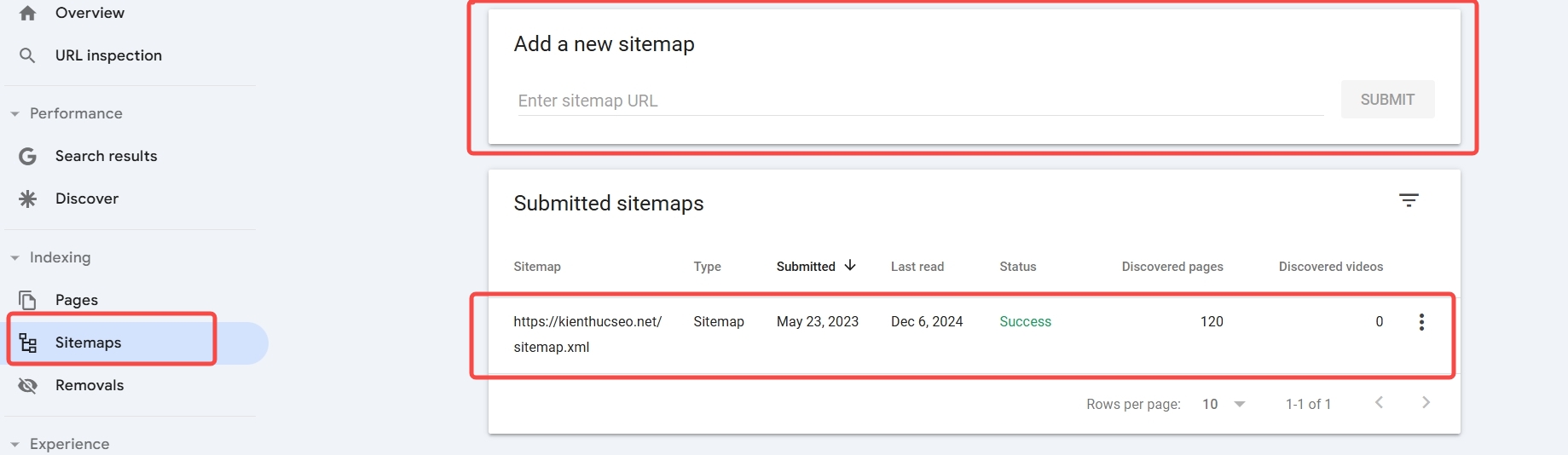 Kiểm tra sitemap