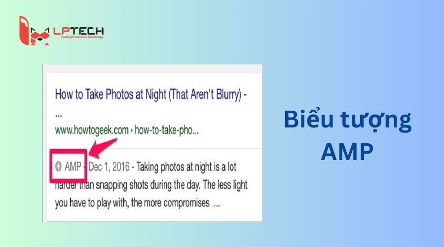 Biểu tượng AMP trên kết quả tìm kiếm