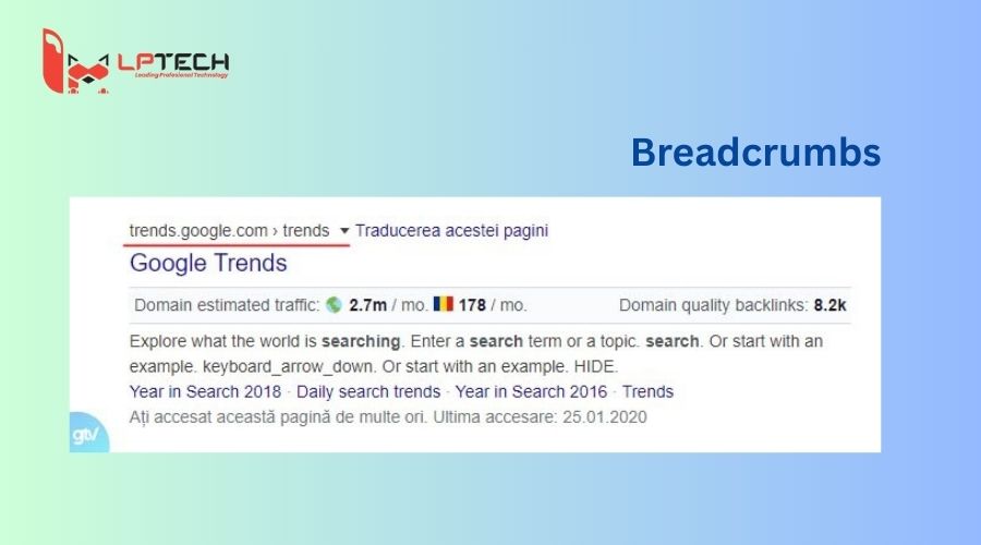 Breadcrumbs là đường dẫn trong website