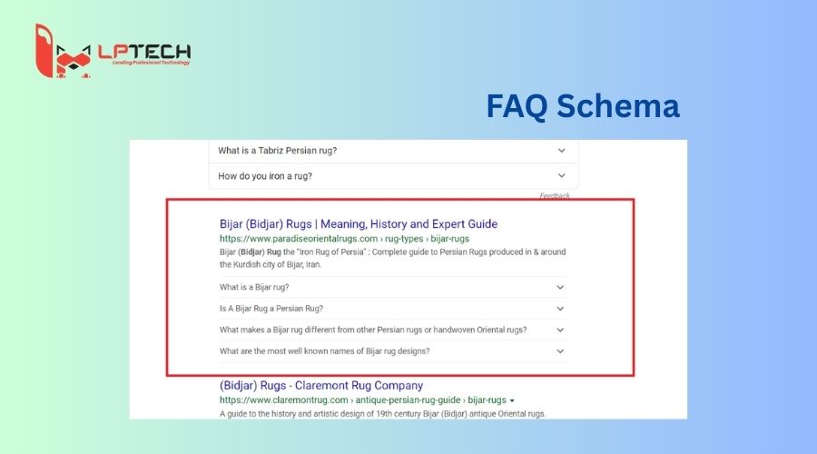 FAQ Schema hiển thị trong trang tìm kiếm liên quan đến truy vấn