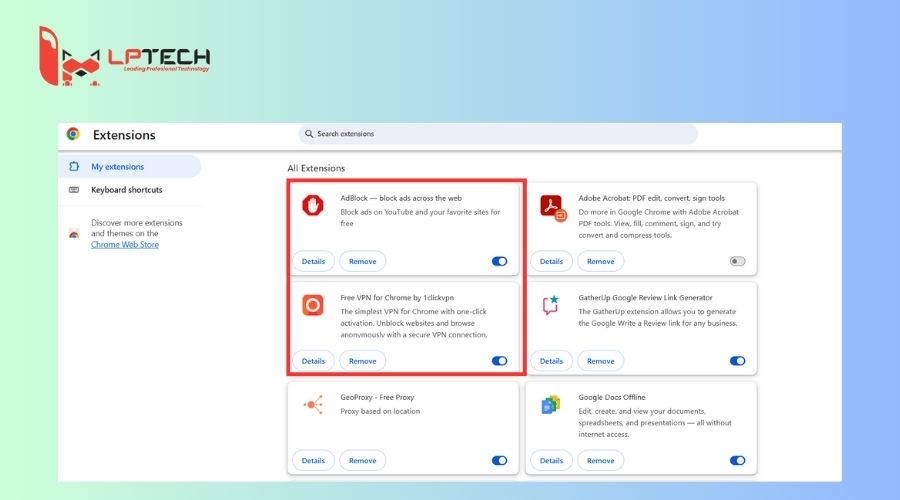 Loại bỏ các Plugins và Extensions chặn truy cập trong trình duyệt