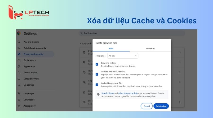 Xóa dữ liệu cũ và loại bỏ extensions không cần thiết để khắc phục lỗi 401