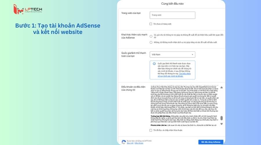 Tạo t&agrave;i khoản AdSense v&agrave; kết nối website