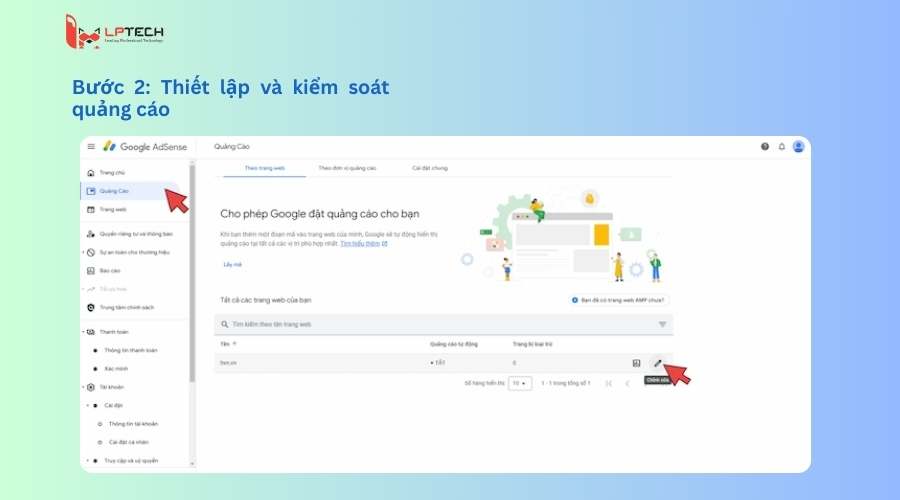 Thiết lập v&agrave; kiểm so&aacute;t quảng c&aacute;o 