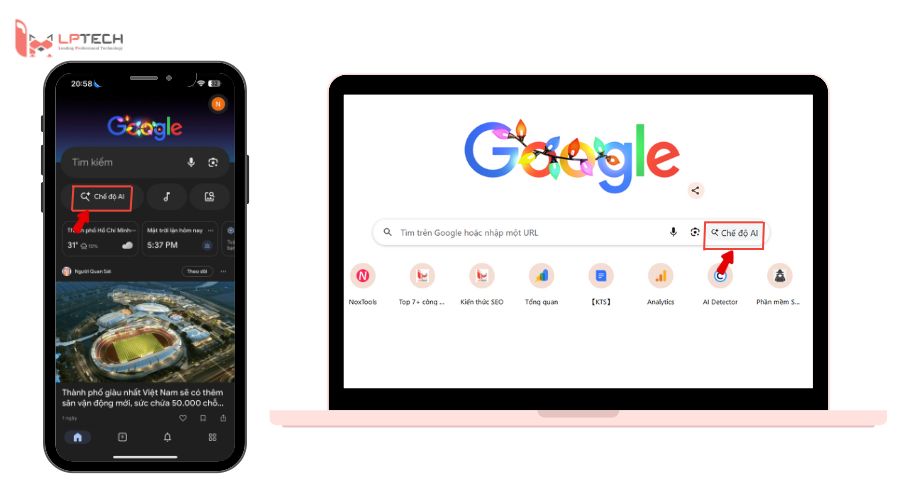 C&aacute;ch truy cập v&agrave; sử dụng Chế độ AI của Google