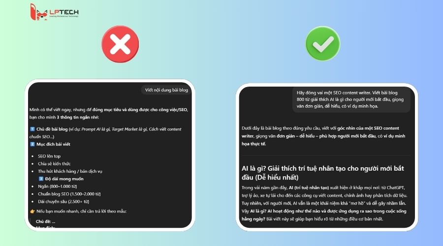 Ví dụ về prompt tốt và kém