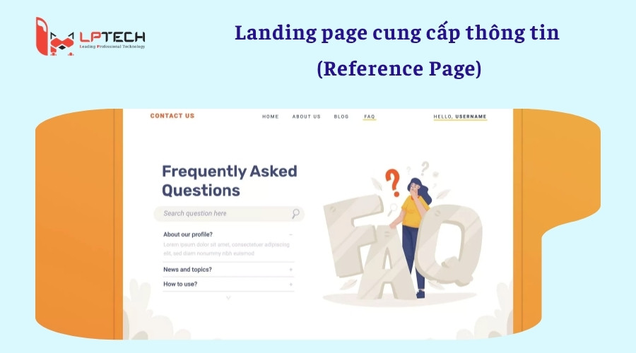 Landing page cung cấp thông tin (Reference Page)