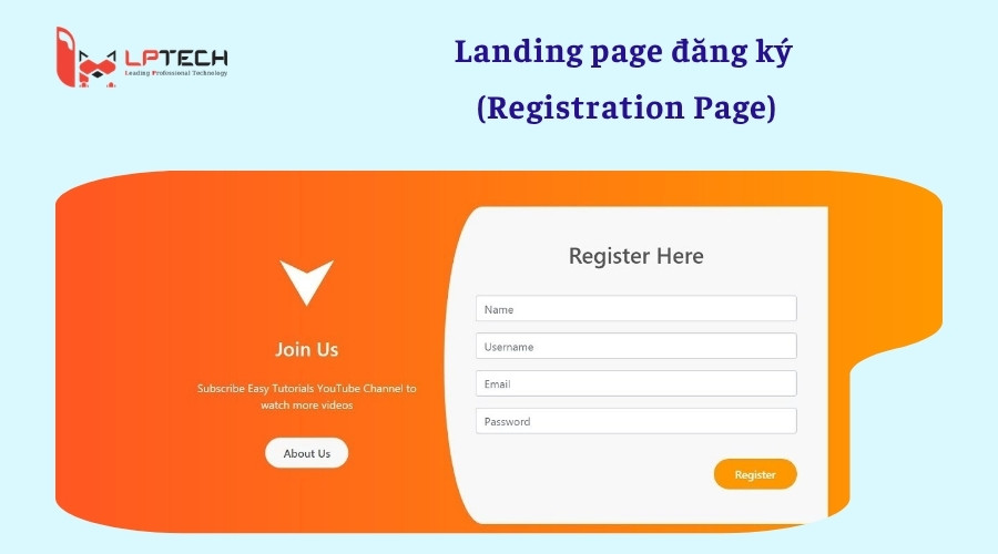 Landing page đăng ký (Registration Page)