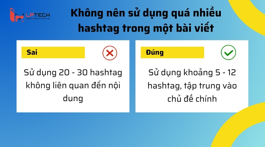 Không nên sử dụng quá nhiều hashtag trong một bài viết