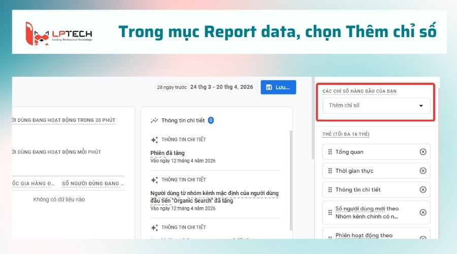 Bước 3. Nhấn Customize report (Tùy chỉnh báo cáo) ở góc trên bên phải