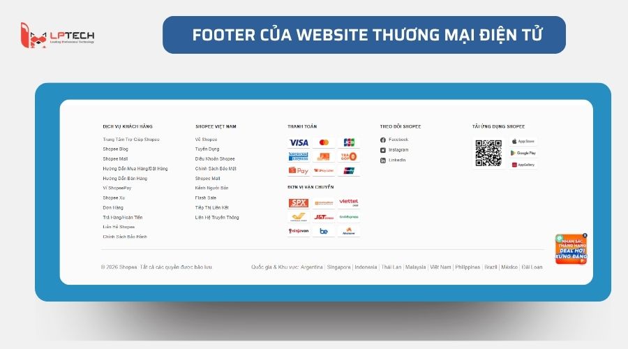 Footer của website thương mại điện tử