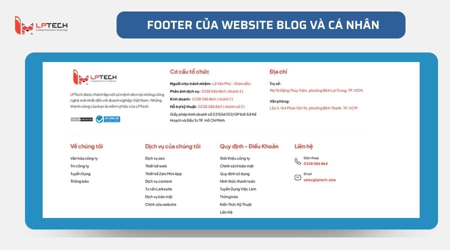 Footer của website blog và cá nhân