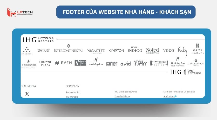 Footer của website nhà hàng - khách sạn